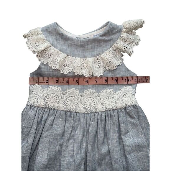 Bailey Boys Vintage Inspired Linen/Cotton Blend Dress With Delicate Lace Feature - Picture 11 of 12